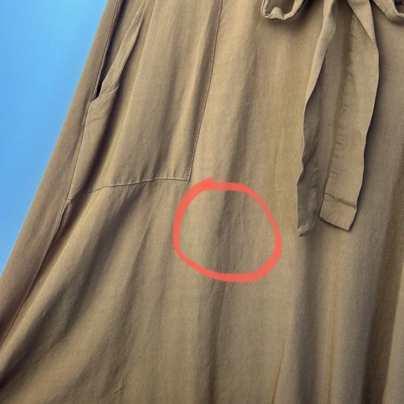 Monteau Women's Brown Rayon Shirt Dress with Tie Waist and pockets Size L - Picture 15 of 16